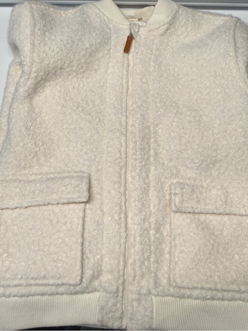 Cat & Jack Girls' Fleece Aviator Jacket, Cream, XL NEVER WORN
